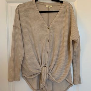 Kori America Waffle Knit Cream Top